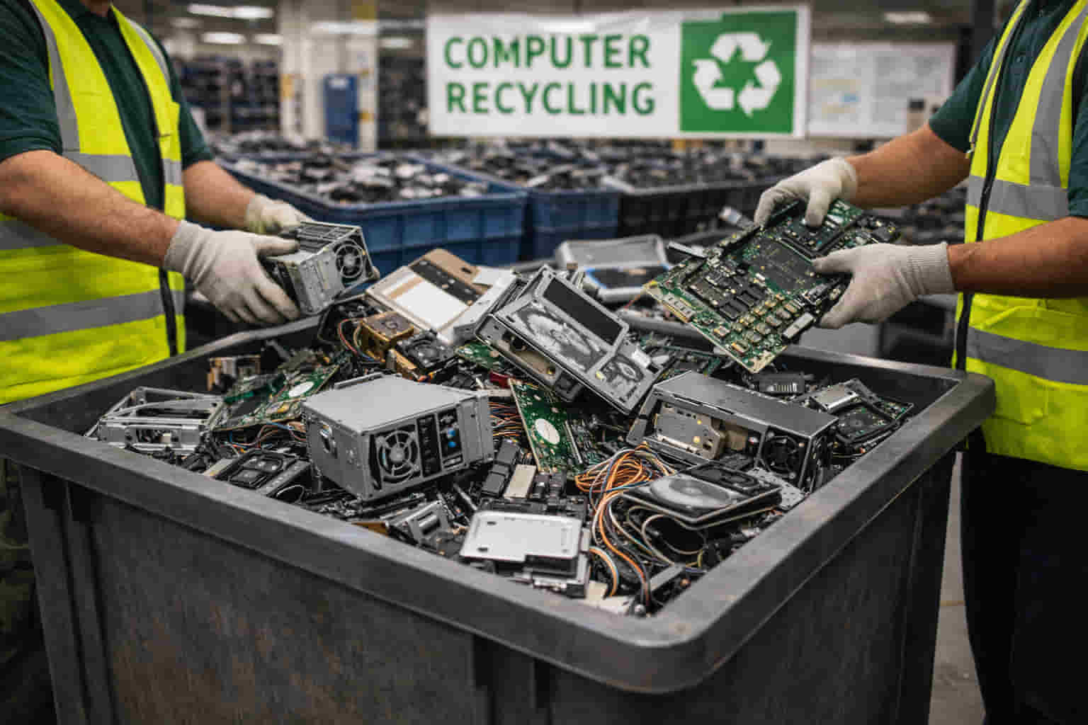 Computer recycling services for IT sector and data centers ensuring secure IT disposal, data protection, and compliant e-waste recycling