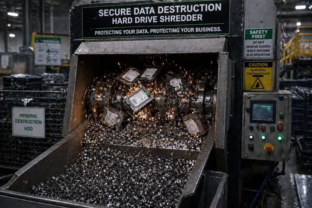 certified data destruction hard drive shredding process