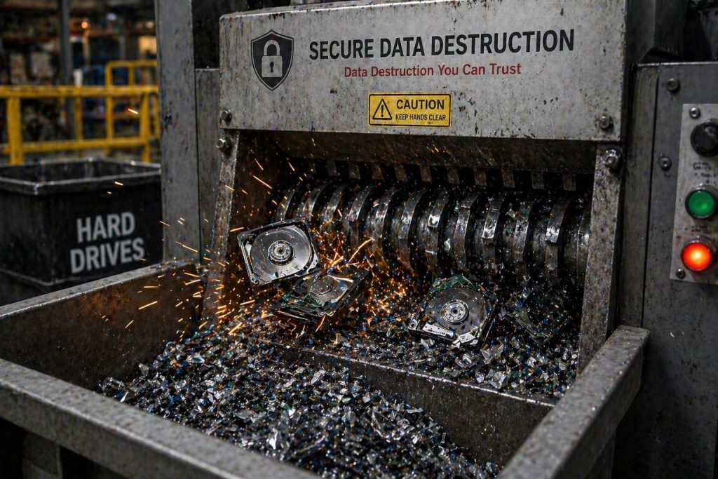 secure data destruction hard drive shredding process